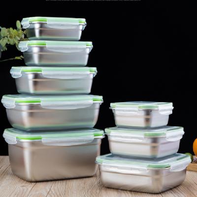 China Freshness Preservation 3 Pcs Stainless Steel Food Containers Set Food Storage Lunch Box for sale