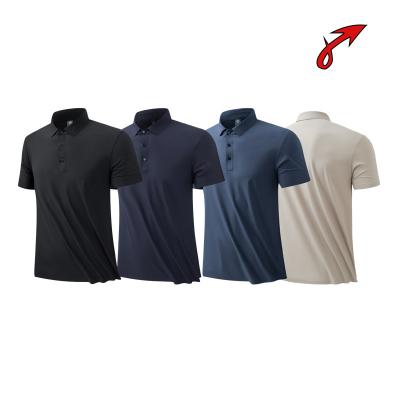 China Men's Casual Shirt Business Ice Silk Breathable Sports Lapel Half-Jacketed Breathable Quick-Dry Polo Shirt for sale