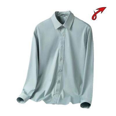 China Spring and Autumn Business Casual Career Formal Anti-pilling Men's Solid Color Bamboo Fiber Long Sleeve Shirt for sale