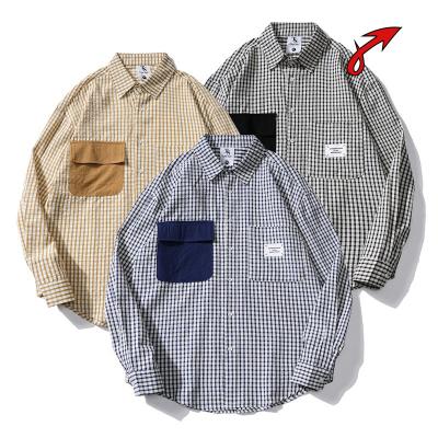 China Pocket Design Sense Thumb Shirt Anti-pilling Shirt Casual Jacket Men's Long Sleeve Plaid Shirt for sale