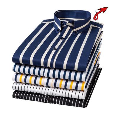 China Anti-pilling Men's Casual Shirt Striped Slim Outdoor Stretch Long Sleeve Shirt for sale