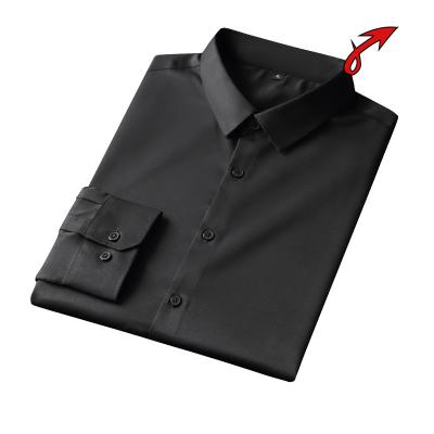 China Anti-pilling Business Men's Shirts Solid Color Stretch Slim Formal Long Sleeve Shirt for sale