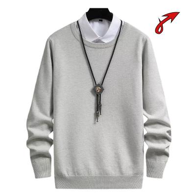 China Anti-wrinkle autumn winter men's thin soft knit sweater pullover bottoming shirt solid color round neck sweater for sale