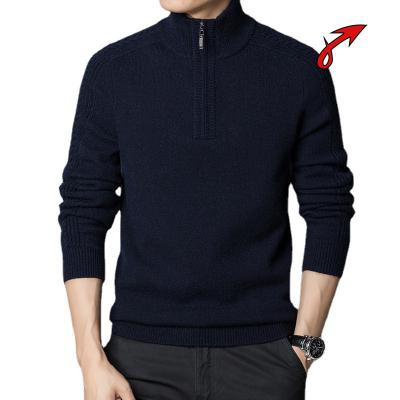 China Anti-wrinkle autumn winter youth neck zipper solid color half high sweater basing shirt faux cashmere knit sweater for sale