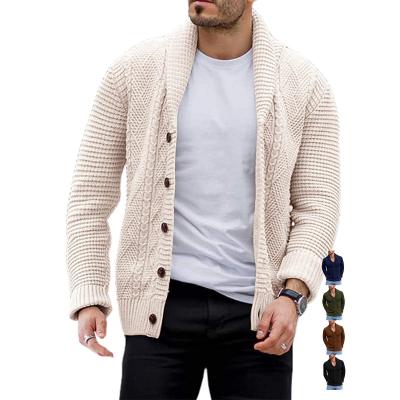 China Anti-Wrinkle Mens Cardigan Sweater Solid Color Button Knitted Sweater Men Long Sleeve for sale