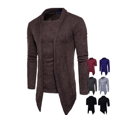 China Anti-wrinkle European size custom cardigan fake two pieces thickened pullover knitted sweater for men for sale