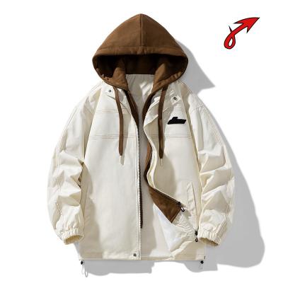 China Anti-wrinkle spring and autumn new jacket two splicing jacket fake tops trend hooded sweatshirt for sale