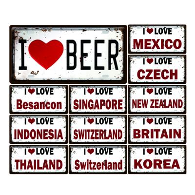 China China I Love Beer Vintage Embossed License Plate Art Wall Party Decoration Metal Tin Sign Poster Bar Pub Cafe for sale