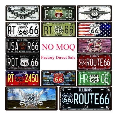 China Retro Rustic Embossed Metal Tin Sign Wall Art Party Decoration Poster Bar Pub Cafe China Route 66 License Plate for sale