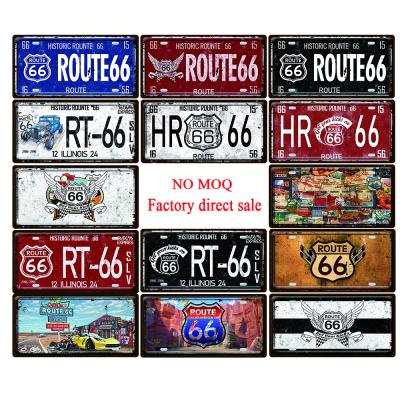 China China Wholesale Route 66 License Plate Shop Bar Wall Decoration Car Tin Sign Vintage Metal Sign Home Decor Plates Painting Poster for sale