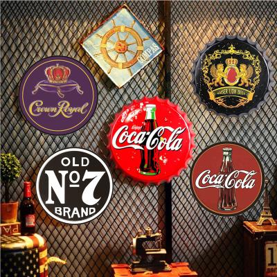 China China 30cm Round Vintage Design Printed Metal Beer Can Sign For Bar Hotel Wholesale Sign Plates Or Home Decoration Metal Bar Retros for sale