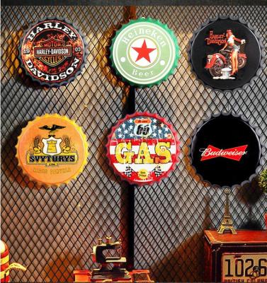 China China Wholesale Capsule Sign Metal Bar Hotel Sign Dishes Vintage Design Retro Printed Metal Beer Can Sign For Bar Home Decoration for sale