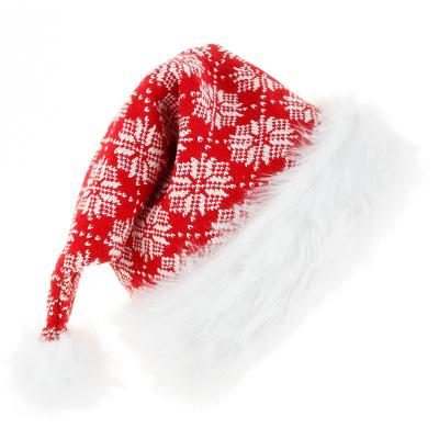 China Hot Selling Cotton Xmas Cosplay Party Holiday Ball Plush Adults Big Christmas Hat Knitted for sale