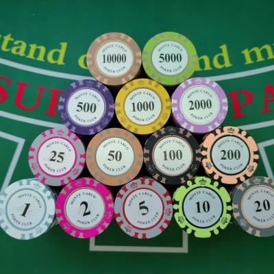 China Casino Gambling EPT Poker Chips Set of Costom 1000 500 300 Clay Ceramic Chips Case 500 Monte Carlo Custom Made 10G 12G 14G for sale