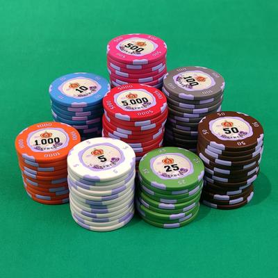 China Casino Game Custom Design Poker Chips Ceramic Clay Poker Casino Chips Set With Custom Logo 1000 10G 12G 14G for sale