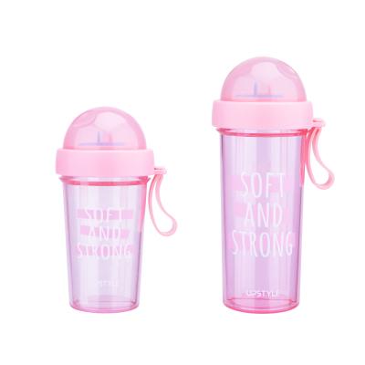 China 2020 Water Bottle, 14OZ 20OZ Tik Tok Korea And Japan Hot Tritan Reusable Water Strawberry Bubble Tea Dual Use Biodegradable Cup for sale