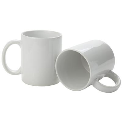 China 2020 11oz Wholesale Disposable Personalized Logo Customized White Blank Coffee Ceramic Mug With Big Handle for sale