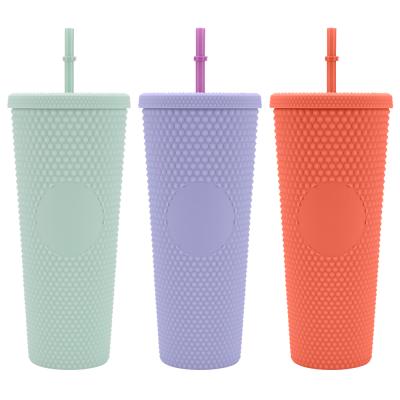 China 2021 CLASSIC Wholesales Grade 700ml Edible AS Multiple Combination Plastic Water Cups Custom Color Tumbler With Straw for sale