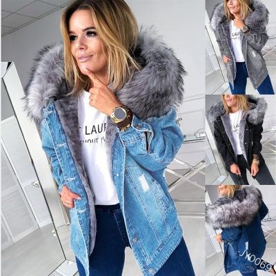 China Viable Plus Size Coat Women's Lattice Coats Thick Fleece Collar Fur Winter Buttons Warm Outerwear Winterbreaker Jackets Wholesale for sale