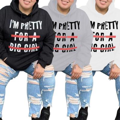 China Women Plus Size Hoodies Sweatshirts Breathable Pullover Hoodies Letters Printed I Am Enough For A Big Girl Clothing for sale