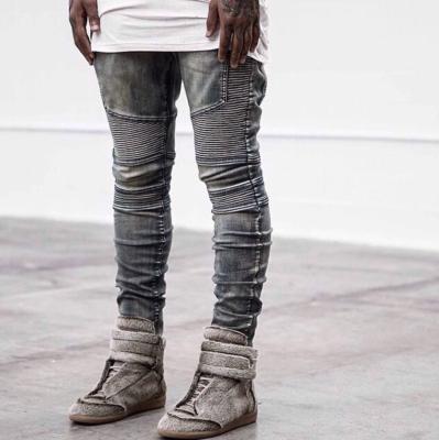 China QUICK DRY men's jeans ripped skinny denim hop hip streetwear solid color pants distressed pencil pants wholesale clothing for sale