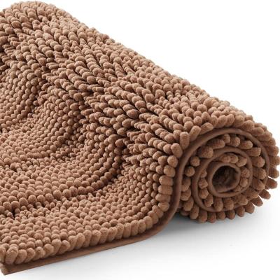 China New Arrived Non Viable Super Absorbent Anti Slip Bath Cover Microfiber Chenille Bath Mats For Bathroom for sale