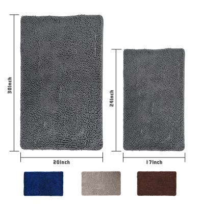 China High Quality Durable Washable Soft Chenille Mats Ultra Super Water Absorbent Anti Slip Bath Floor Mat for sale