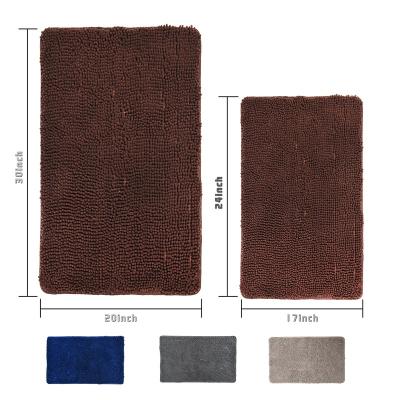 China Sustainable Wholesale Comfortable Soft Non Slip Shaggy Microfiber Chenille Bath Mat for sale