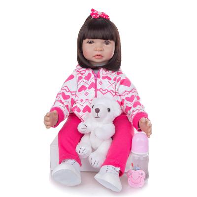 China High Simulation Silicone Baby Dolls - 22 Inch Realistic African Reborn Doll Real Dolls For Kids Girl Brown Skin Rebirth Doll for sale