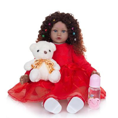 China Wholesale 24 inch 60cm black skin curly hair simulation high simulation reborn silicone bebes african bebes for sale