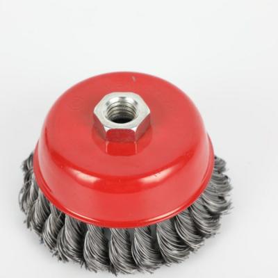 China clean rust & brush twisted type steel wire brush material and industrial brush twisted wire paint cup wheel for sale