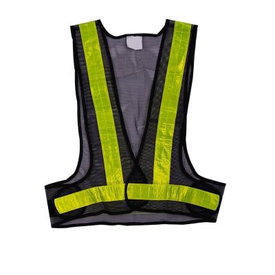 China FLASH LED High Strength Traffic Safety Vest Black Mesh Hi-Force Vest With PVC Reflective Strips for sale