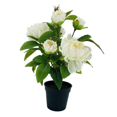 China Wholesale Potted Artificial Flowers Wedding Decoration Table Decoration Peony Flowers From Art Decor Manufacturers for sale