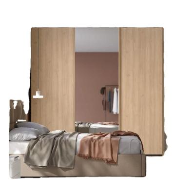 China Hot Selling Adjustable Modern Sliding Door Wardrobe Bedroom Furniture (Size) almirah wood cabinet with mirror and painted glass door for sale