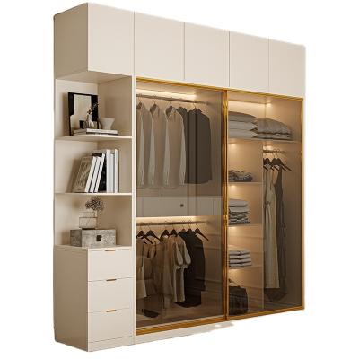 China Hot Sales Design Bedroom Furniture Adjustable (Height) Wardrobe and Almirah with Sliding Painted Glass Door and Mirror for sale