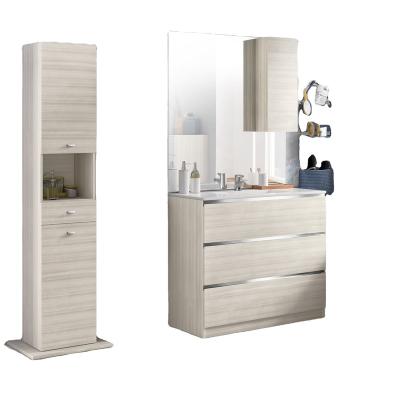 China Modern Italian Minimalist MDF Bath Room Vanity Home Bathroom Cabinet Vanities With Single Basins And Makeup Mirror for sale