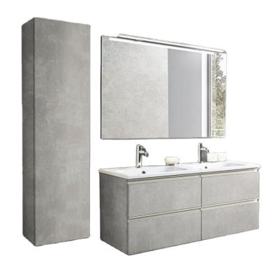 China Factory Wholesale Cement Bathroom Vanity Double Basin Wall Mount Gray Modern Bathroom Vanity for sale