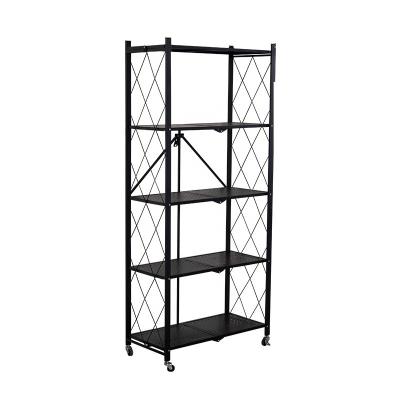 China Screwless Rack Metal Storage Home Self Storage Foldable Multifunctional Sustainable Foldable Kitchen Storage Rack for sale