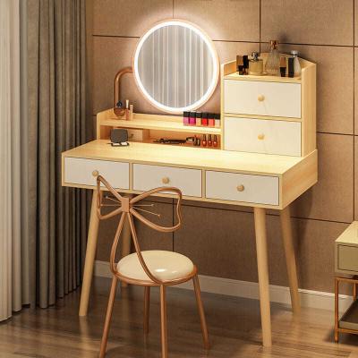 China (Others) Coiffeuse Makeup Vanity Dresser Adjustable Wooden Simple Storage Cabinet Built-in Small Make Up Desk for sale