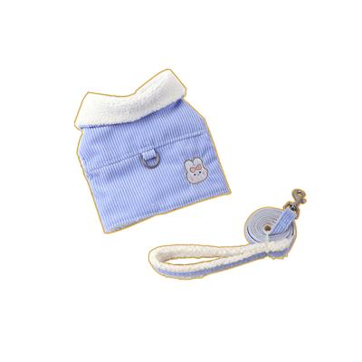 China Sustainable Pet Clothes For Walking Doggie Outfits Cat Apparel |Dog Vest With Leash Corduroy Fur Collar One-Piece Costume Garment With D-Ring for sale