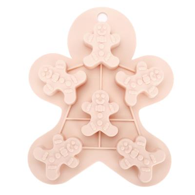 China Viable 3D Christmas Theme Gingerbread Man Polycarbonate Silicone Chocolate Bar Molds for sale