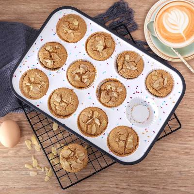 China Non - Viable Stick BPA Free Silicone Cupcake Baking Pan Mini 12 Cup Muffin Pan For Microwave Safe for sale