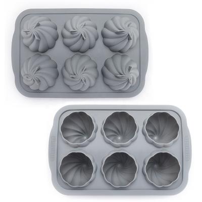 China 6 Cup Food Grade Silicone Circle Non-Stick Easy Release Sustainable Loaf Cake Baking Mold For Chocolate Cake for sale