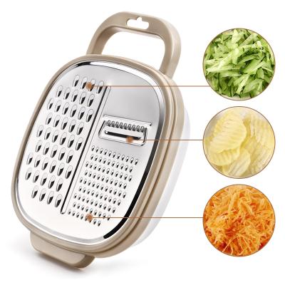 China Sustainable Fruit And Vegetable Tools 3 In 1 Multifunctional Manual Vegetable Cutter Slicer Cleaver With Container for sale