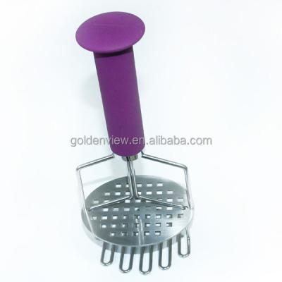 China Viable Silicone Handle Stainless Steel Double-Press Potato Masher Crusher Presser Kitchen Utensils Tool Kit for sale