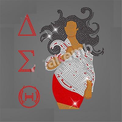 China Flatback Aprise - DELTA Sigma Theta Afro Girl Glitter Vinyl Rhinestone Heat Transfer Iron On Designs for sale