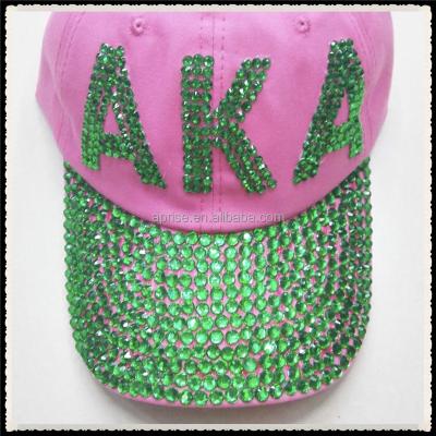 China Flatback Aprise - AKA pink and green rhinestone iron on transfers for baseball cap for sale