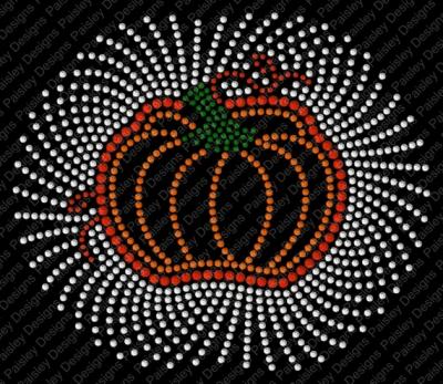 China Hot Flatback Halloween Pumpkin Fix Heat Transfer Rhinestone Pattern for sale