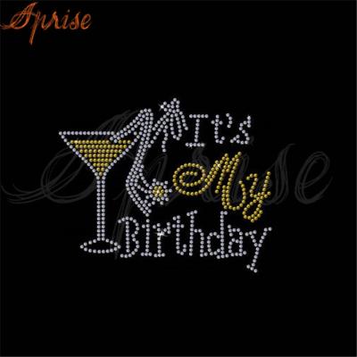 China Birthday Rhinestone Transfer Iron On Custom Heat Print Customer Size for sale