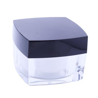 China 5g 10g 15g 30g 50g Cosmetic Acrylic Square Shape Double Wall Face Cream Cosmetic Packaging Container With Inner Plastic Liner for sale